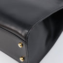 CELINE Horse Carriage Hand Bag Leather Black Gold Tone Auth 204622V-15
