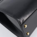 CELINE Horse Carriage Hand Bag Leather Black Gold Tone Auth 204622V-18