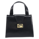 CELINE Horse Carriage Hand Bag Leather Black Gold Tone Auth 204622V-13