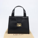 CELINE Horse Carriage Hand Bag Leather Black Gold Tone Auth 204622V-12