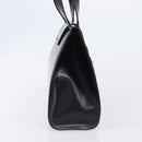 CELINE Horse Carriage Hand Bag Leather Black Gold Tone Auth 204622V-4