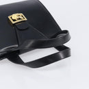 CELINE Horse Carriage Hand Bag Leather Black Gold Tone Auth 204622V-7