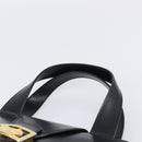 CELINE Horse Carriage Hand Bag Leather Black Gold Tone Auth 204622V-14