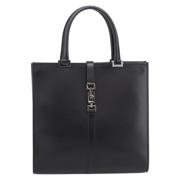 GUCCI Jackie Hand Bag Leather Black Silver 002 1064 Auth 204625V