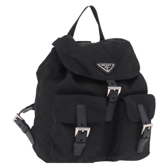 PRADA Backpack Nylon Black Silver Auth 204626V