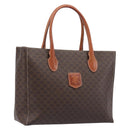 CELINE Macadam Hand Bag PVC Leather Brown Gold Tone Auth 204628V-1