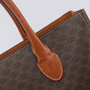 CELINE Macadam Hand Bag PVC Leather Brown Gold Tone Auth 204628V-14