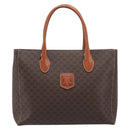 CELINE Macadam Hand Bag PVC Leather Brown Gold Tone Auth 204628V-2