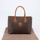 CELINE Macadam Hand Bag PVC Leather Brown Gold Tone Auth 204628V-27