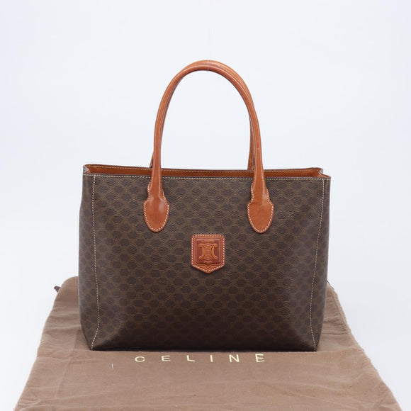 CELINE Macadam Hand Bag PVC Leather Brown Gold Tone Auth 204628V