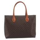 CELINE Macadam Hand Bag PVC Leather Brown Gold Tone Auth 204628V-3