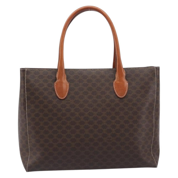 CELINE Macadam Hand Bag PVC Leather Brown Gold Tone Auth 204628V