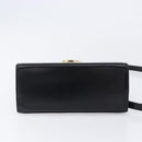 Salvatore Ferragamo Gancini Hand Bag Leather 2way Black Gold Tone Auth 204629V-5