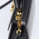 Salvatore Ferragamo Gancini Hand Bag Leather 2way Black Gold Tone Auth 204629V-20