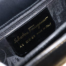 Salvatore Ferragamo Gancini Hand Bag Leather 2way Black Gold Tone Auth 204629V-11