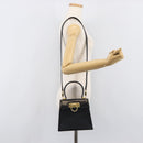 Salvatore Ferragamo Gancini Hand Bag Leather 2way Black Gold Tone Auth 204629V-30