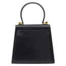 Salvatore Ferragamo Gancini Hand Bag Leather 2way Black Gold Tone Auth 204629V-2