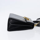 Salvatore Ferragamo Gancini Hand Bag Leather 2way Black Gold Tone Auth 204629V-3