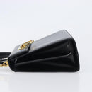 Salvatore Ferragamo Gancini Hand Bag Leather 2way Black Gold Tone Auth 204629V-4