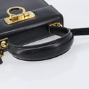 Salvatore Ferragamo Gancini Hand Bag Leather 2way Black Gold Tone Auth 204629V-7