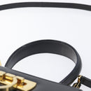 Salvatore Ferragamo Gancini Hand Bag Leather 2way Black Gold Tone Auth 204629V-14