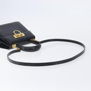 Salvatore Ferragamo Gancini Hand Bag Leather 2way Black Gold Tone Auth 204629V-8
