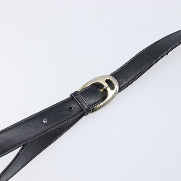 CELINE Horse Carriage Shoulder Bag Leather Black Gold Tone Auth 204631
