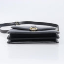 CELINE Horse Carriage Shoulder Bag Leather Black Gold Tone Auth 204631-5