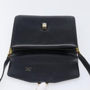 CELINE Horse Carriage Shoulder Bag Leather Black Gold Tone Auth 204631-19