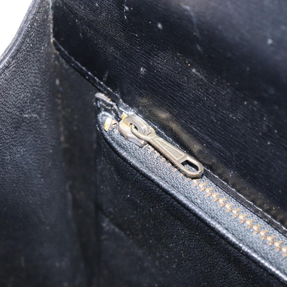 CELINE Horse Carriage Shoulder Bag Leather Black Gold Tone Auth 204631