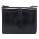 CELINE Horse Carriage Shoulder Bag Leather Black Gold Tone Auth 204631-2