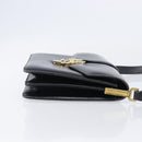 CELINE Horse Carriage Shoulder Bag Leather Black Gold Tone Auth 204631-3
