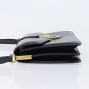CELINE Horse Carriage Shoulder Bag Leather Black Gold Tone Auth 204631-4