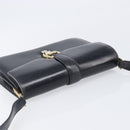 CELINE Horse Carriage Shoulder Bag Leather Black Gold Tone Auth 204631-6