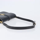 CELINE Horse Carriage Shoulder Bag Leather Black Gold Tone Auth 204631-7