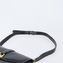 CELINE Horse Carriage Shoulder Bag Leather Black Gold Tone Auth 204631-14