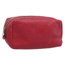 GUCCI GuccissimaGG Cosmetics Pouch Leather Red Gold Tone 153227 Auth 204633V-1
