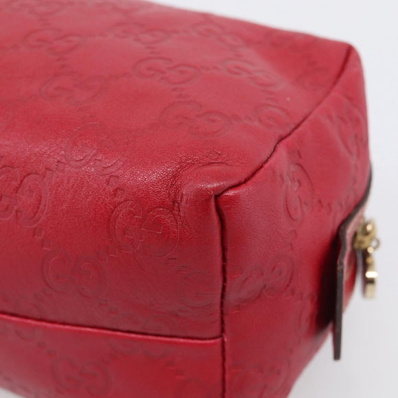 GUCCI GuccissimaGG Cosmetics Pouch Leather Red Gold Tone 153227 Auth 204633V