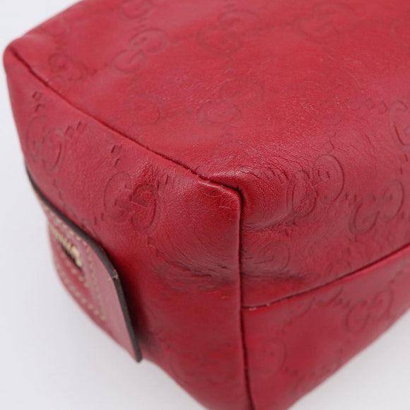 GUCCI GuccissimaGG Cosmetics Pouch Leather Red Gold Tone 153227 Auth 204633V