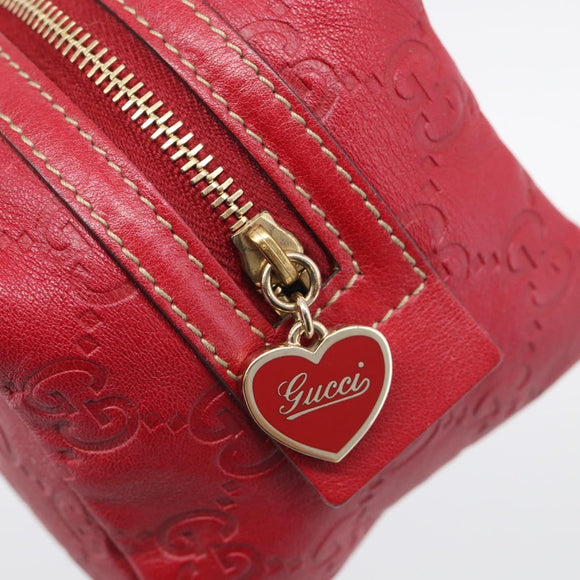 GUCCI GuccissimaGG Cosmetics Pouch Leather Red Gold Tone 153227 Auth 204633V