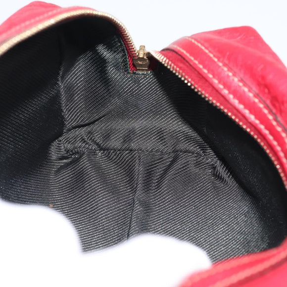 GUCCI GuccissimaGG Cosmetics Pouch Leather Red Gold Tone 153227 Auth 204633V