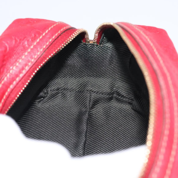 GUCCI GuccissimaGG Cosmetics Pouch Leather Red Gold Tone 153227 Auth 204633V