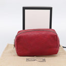 GUCCI GuccissimaGG Cosmetics Pouch Leather Red Gold Tone 153227 Auth 204633V-18