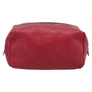 GUCCI GuccissimaGG Cosmetics Pouch Leather Red Gold Tone 153227 Auth 204633V-3
