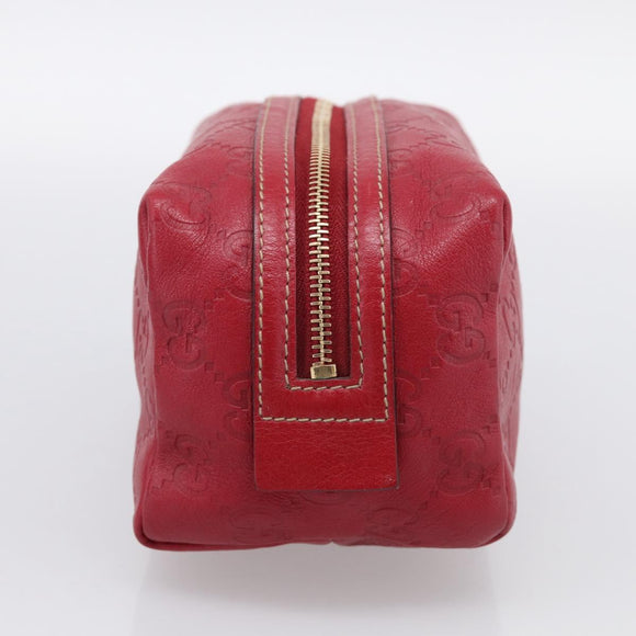 GUCCI GuccissimaGG Cosmetics Pouch Leather Red Gold Tone 153227 Auth 204633V