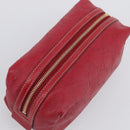 GUCCI GuccissimaGG Cosmetics Pouch Leather Red Gold Tone 153227 Auth 204633V-6