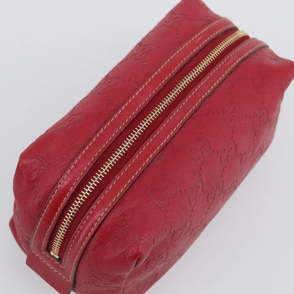 GUCCI GuccissimaGG Cosmetics Pouch Leather Red Gold Tone 153227 Auth 204633V