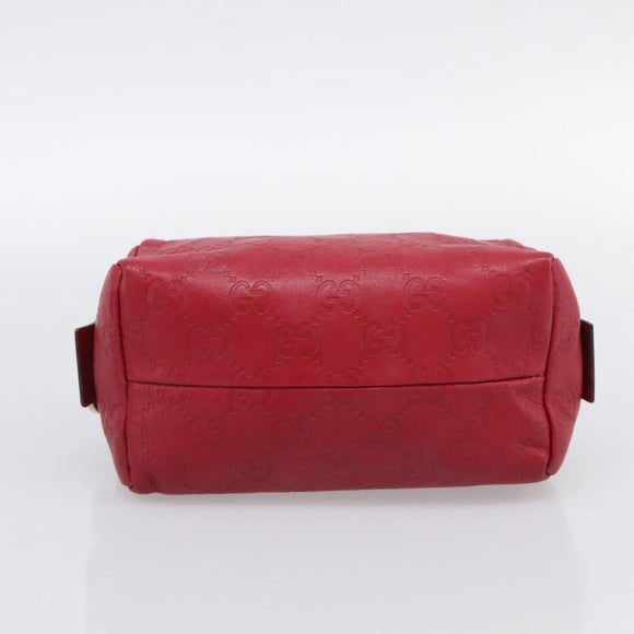 GUCCI GuccissimaGG Cosmetics Pouch Leather Red Gold Tone 153227 Auth 204633V
