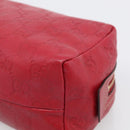 GUCCI GuccissimaGG Cosmetics Pouch Leather Red Gold Tone 153227 Auth 204633V-8