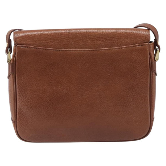 Burberrys Shoulder Bag Leather Brown Gold Tone Auth 204636